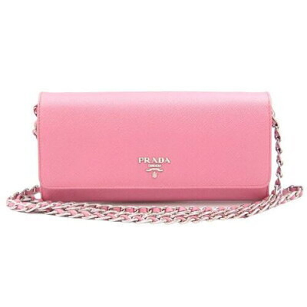 Prada Chain Wallet Begonia Bag Zipper Long Saffiano Pink